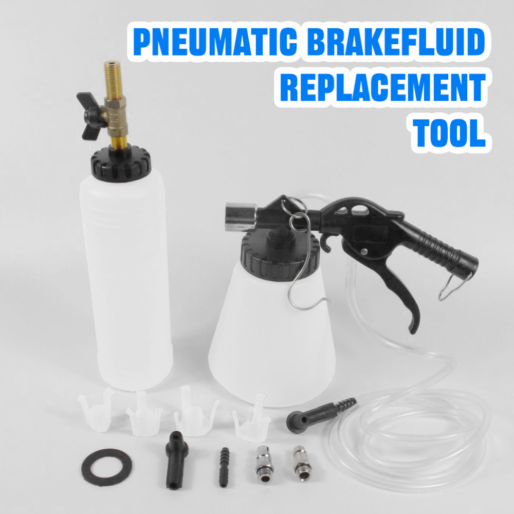 Brake Fluid - ชุดอุปกรณ์ไล่ลมเบรกแบบนิวเมติก ปั๊มน้ำมันไฮดรอลิกสำหรับรถยนต์ รถบรรทุก รถจักรยานยนต์ พร้อมอุปกรณ์เปลี่ยนถ่ายน้ำมัน พร้อมขวดดูดและเติมน้ำมัน