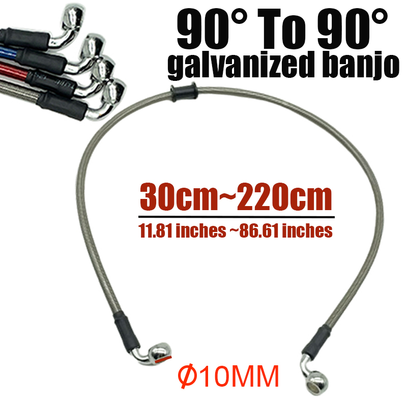 Motorcycle Brake Cable - สายเบรกจักรยานสกปรกรถจักรยานยนต์10มม. 90องศาสายถักท่อไฮดรอลิกแบนโจ300มม.-2200มม. สำหรับการแข่งรถสากล