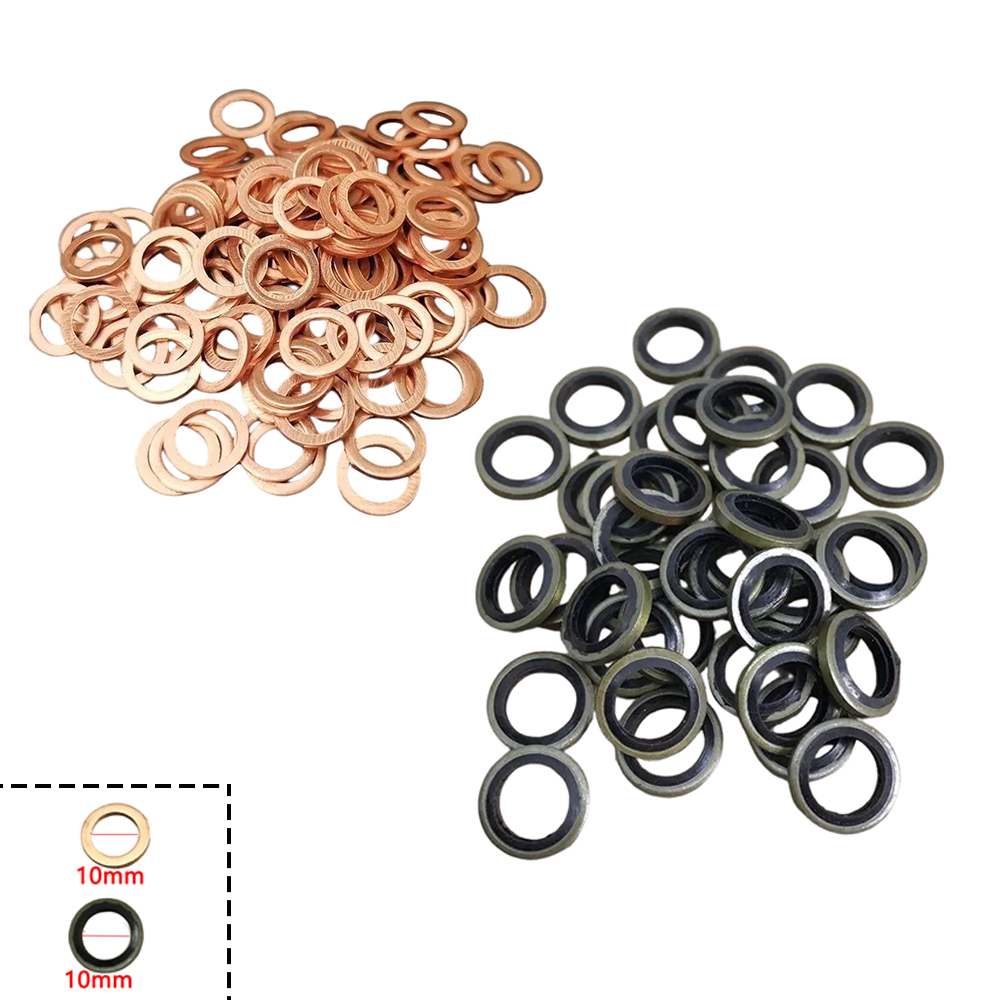 Motorcycle Brake Cable - แหวนยางทองแดง M10 สำหรับปิดผนึกท่อไฮดรอลิกเบรคมอเตอร์ไซค์ พร้อมสกรูยึด ปะเก็น สำหรับกระบอกสูบแม่ปั๊ม