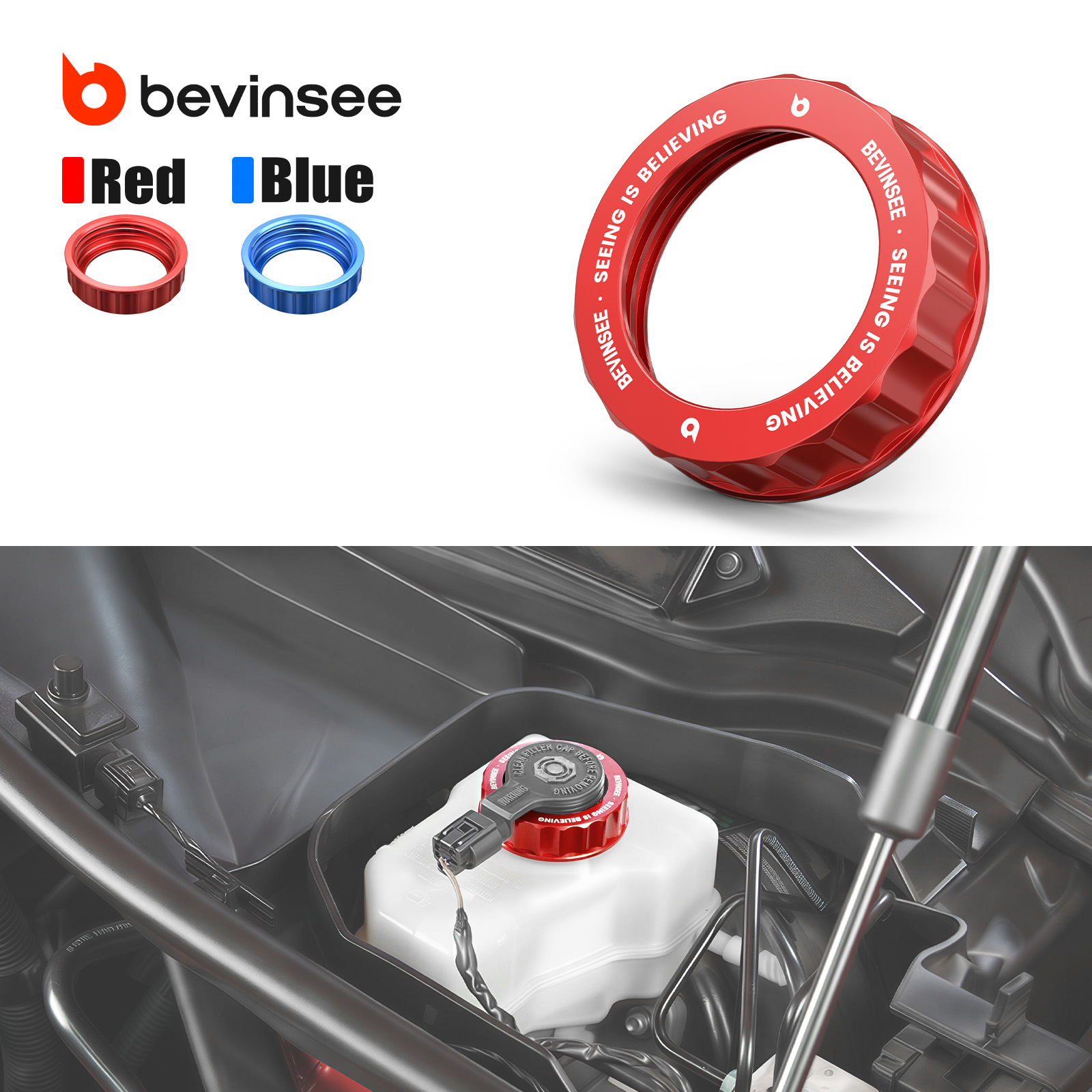 Brake Fluid - ฝาปิดกระปุกน้ำมันเบรกอะลูมิเนียม BEVINSEE สำหรับ BMW E90 E91