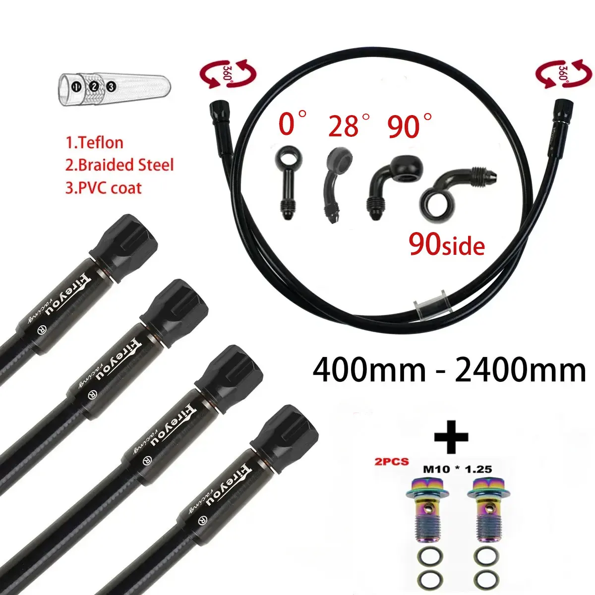 Motorcycle Brake Cable - AN3 Braided เบรคท่อรถจักรยานยนต์ไฮดรอลิกคลัทช์หลอดกระบอกเบรคน้ํามัน DOT ท่อ Racing