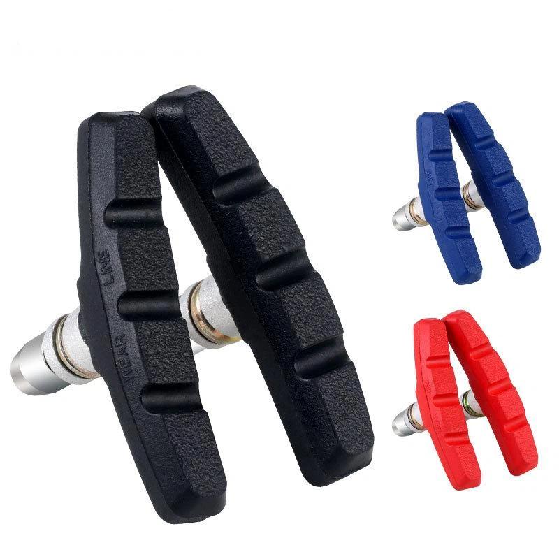 Brake Pads Bike - ผ้าเบรกวีสำหรับจักรยานเสือภูเขา ไม่เสียรูปทรง ใช้ได้กับจักรยานทุกประเภท ทำจากยางสแตนเลส 1 คู่